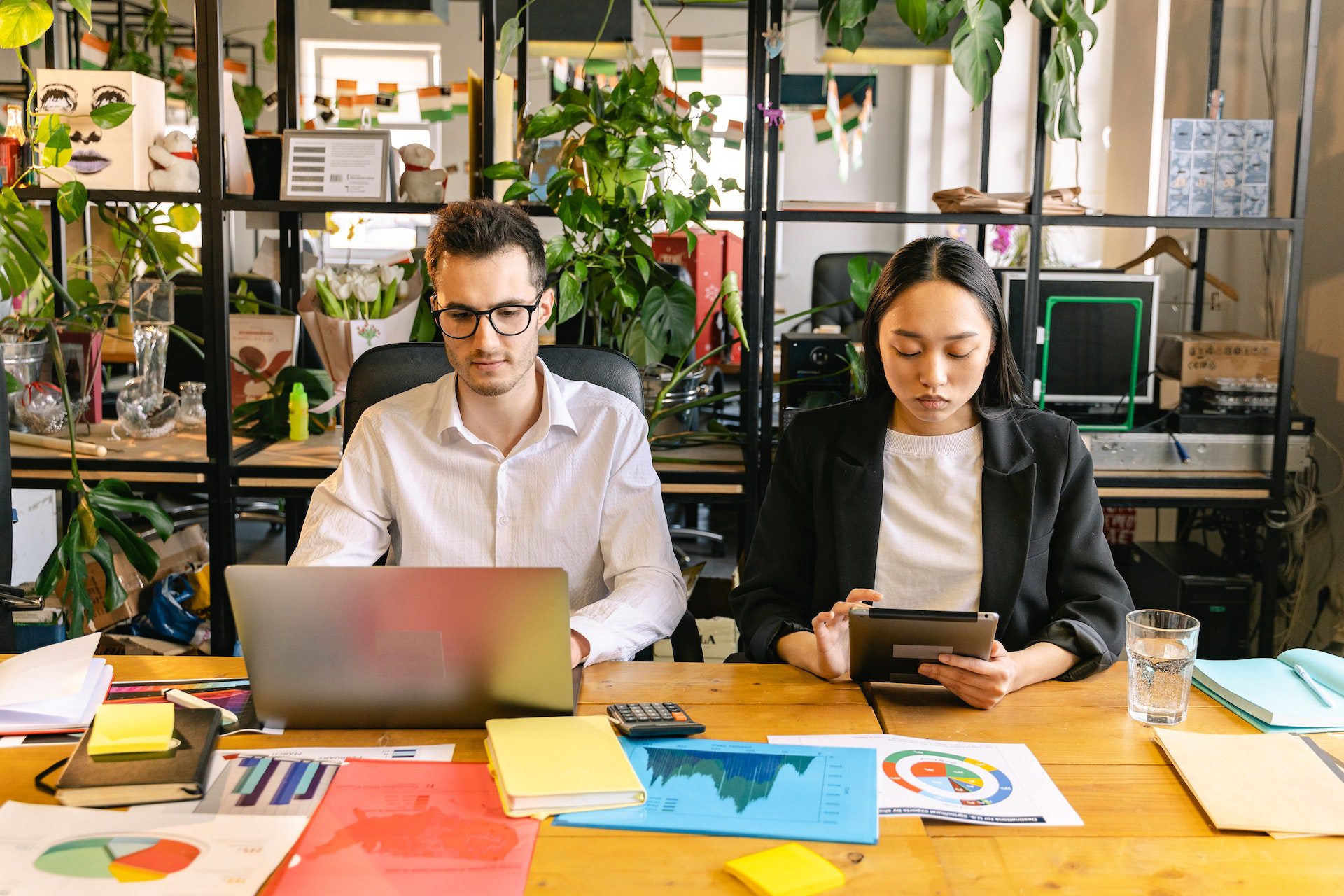 A Man and a Woman Working in the Office<br />
